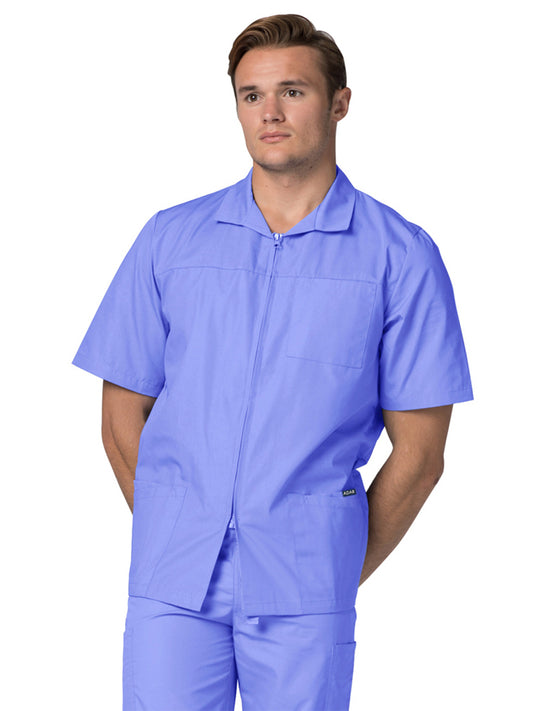 Men's Zippered Short Sleeve Scrub Jacket