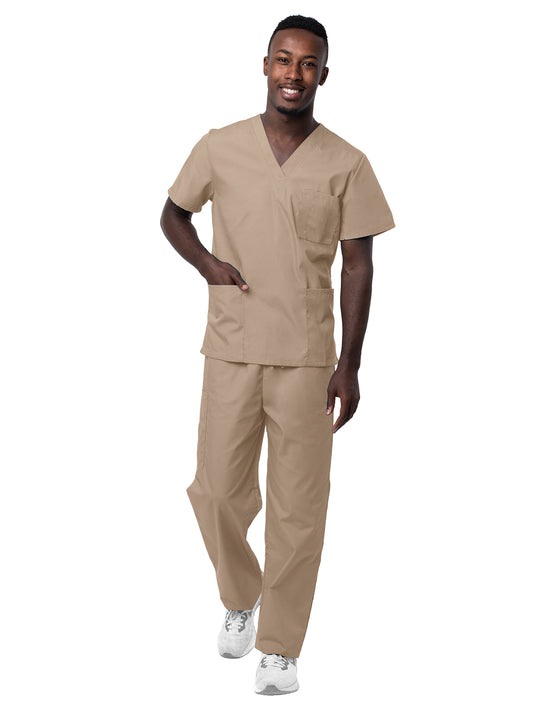 Unisex V-Neck Top Drawstring Pant Scrub Set