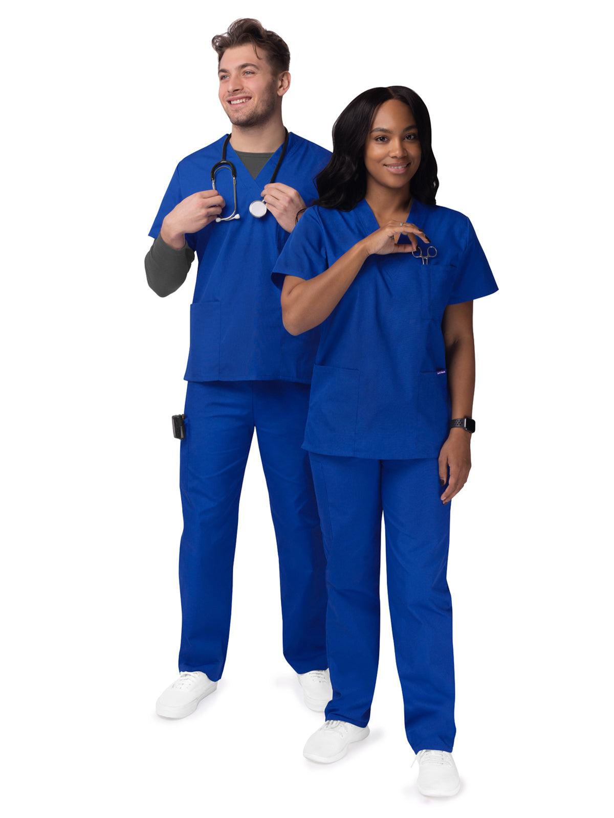 Unisex V-Neck Top Drawstring Pant Scrub Set