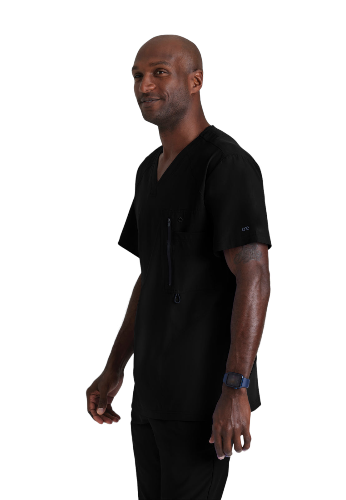 Men's V-Neck Zip Pockets Amplify Scrub Top