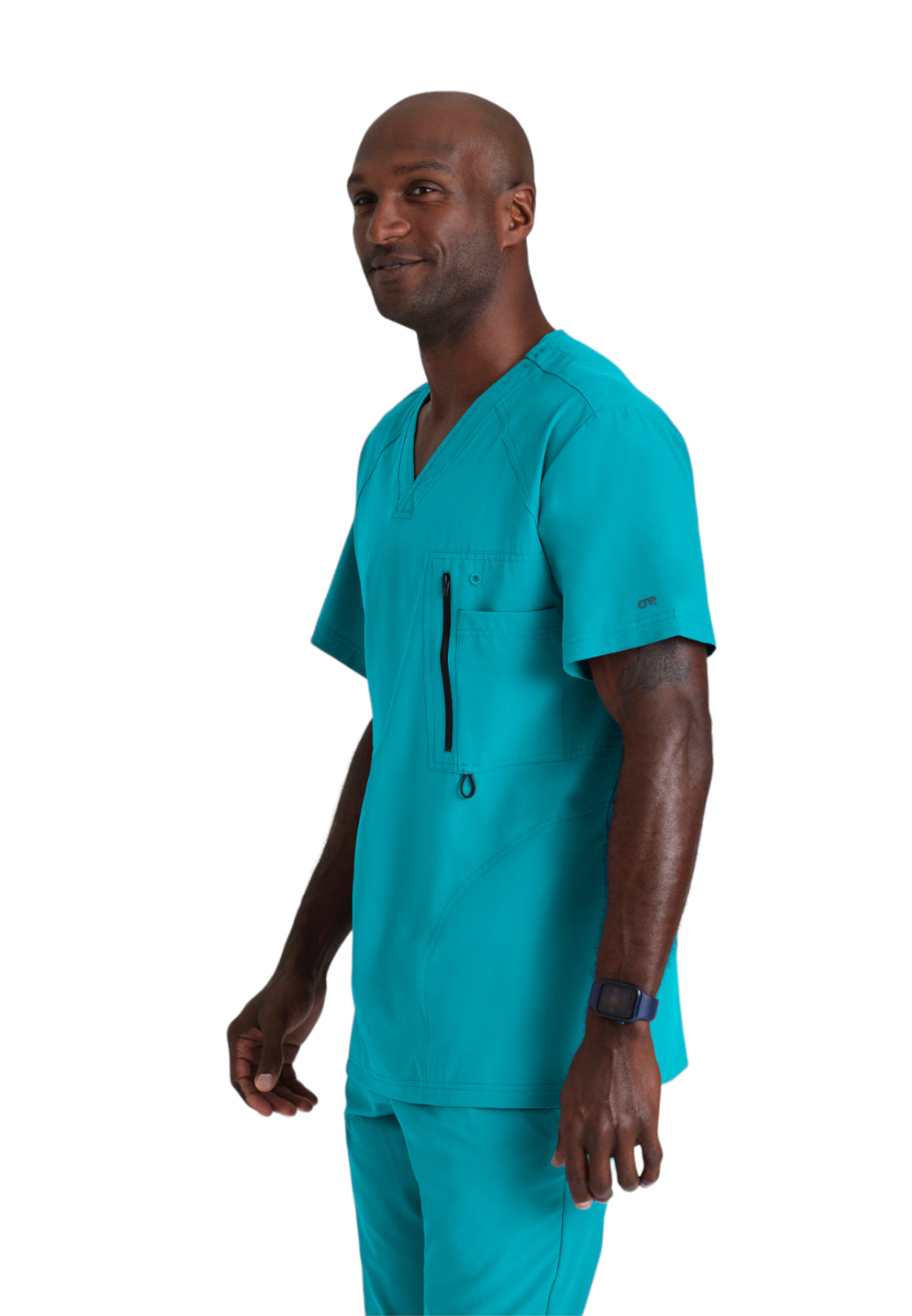 Men's V-Neck Zip Pockets Amplify Scrub Top