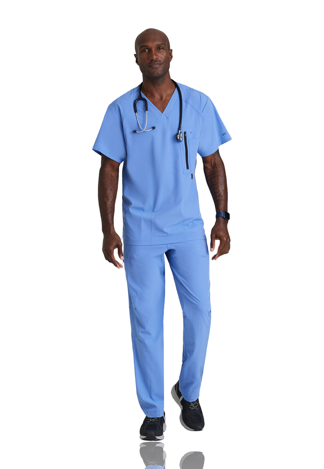 Men's V-Neck Zip Pockets Amplify Scrub Top