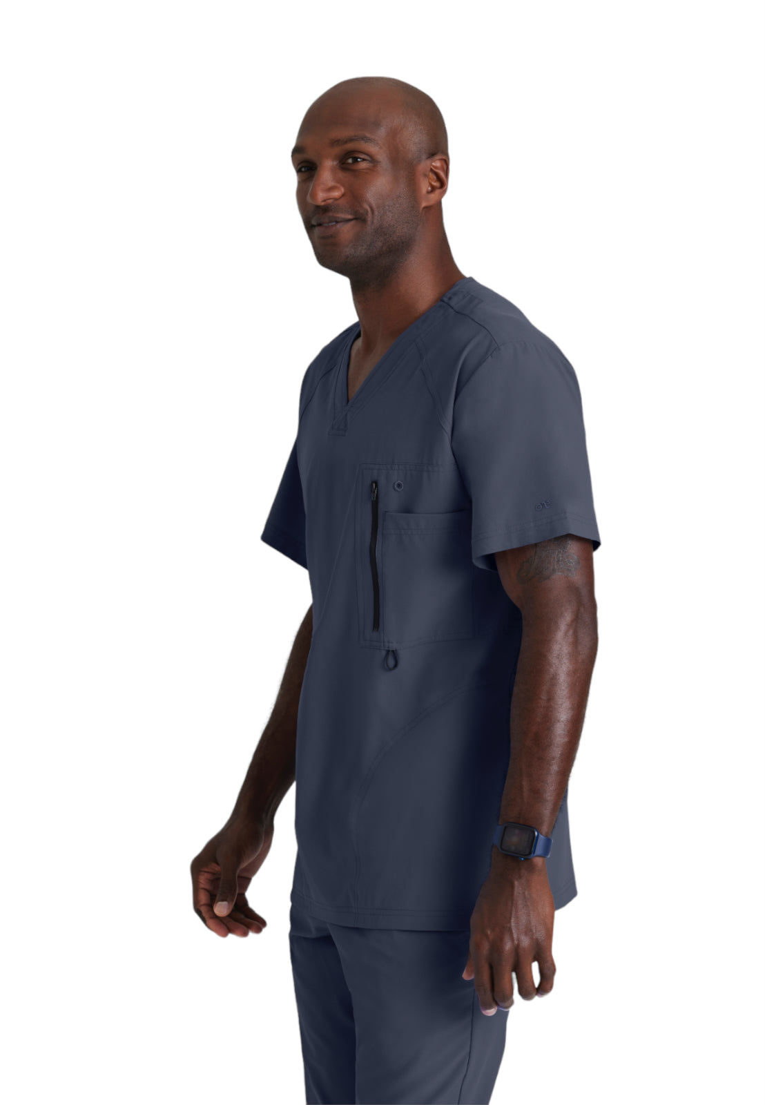 Men's V-Neck Zip Pockets Amplify Scrub Top