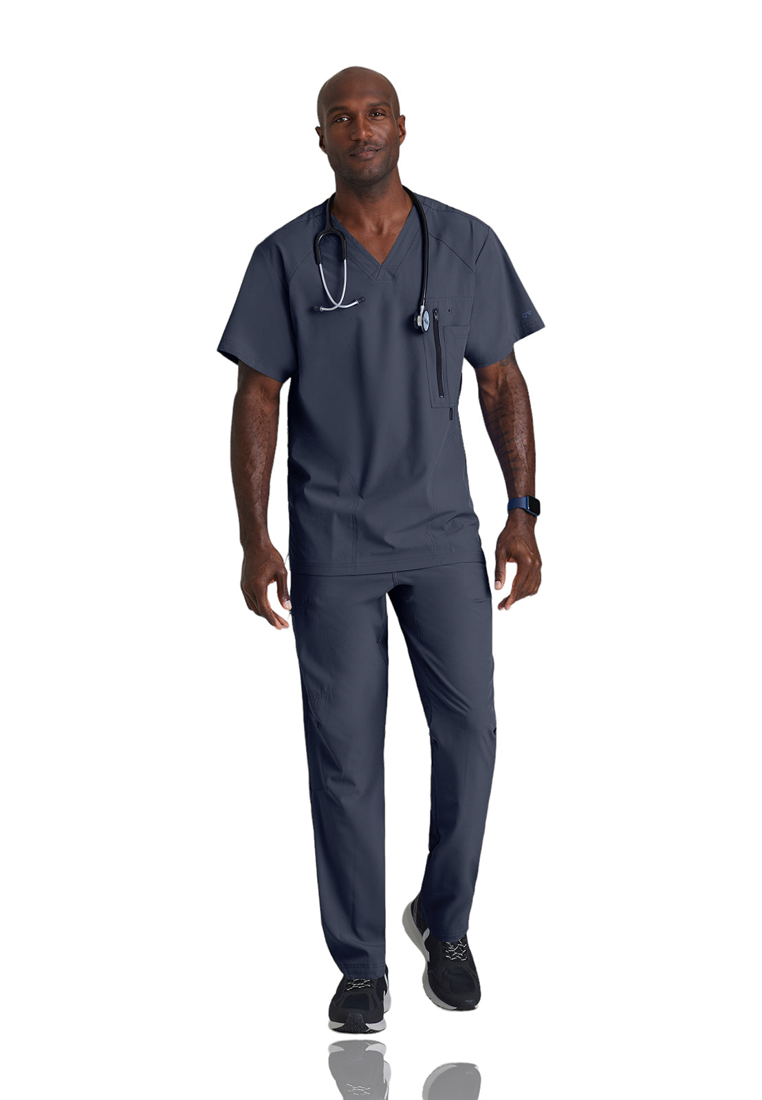 Men's V-Neck Zip Pockets Amplify Scrub Top