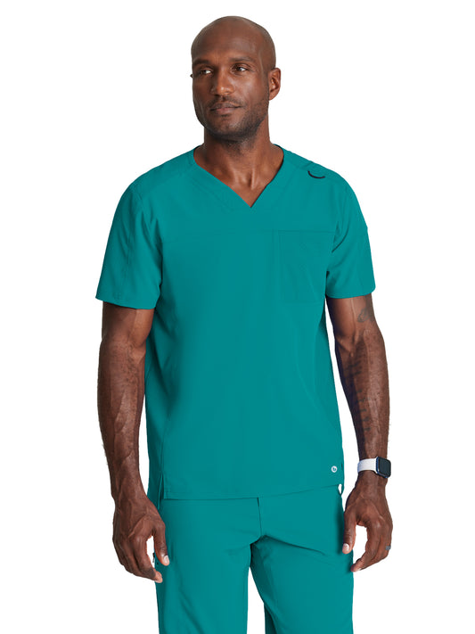 Men's Two-Pocket Ribbed V-Neck Velocity Scrub Top