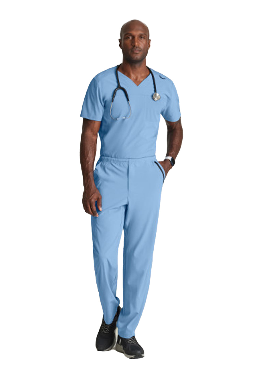 Men's Two-Pocket Ribbed V-Neck Velocity Scrub Top