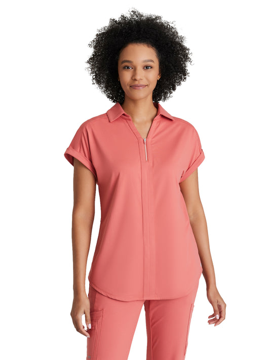 Women's 2 Pocket Zip Neck Dolman Scrub Top