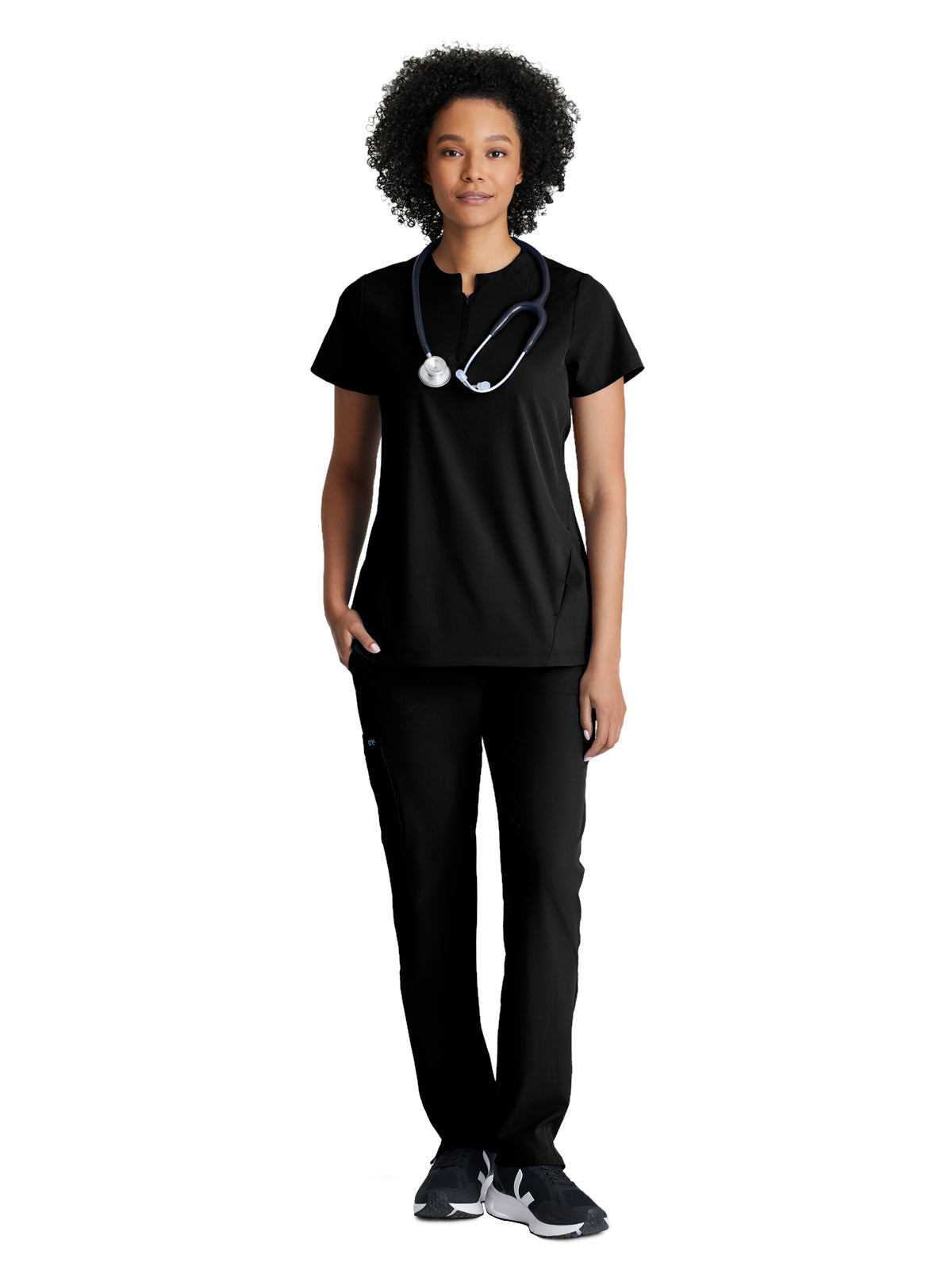 Women's 2 Pocket Banded Zip Collar Flux Scrub Top