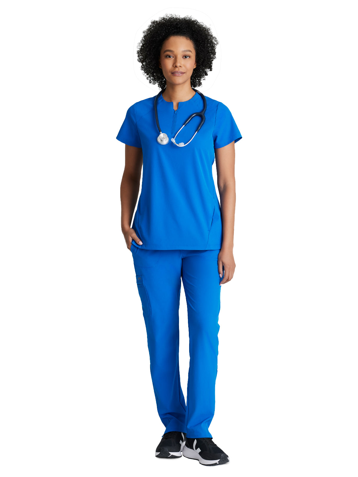 Women's 2 Pocket Banded Zip Collar Flux Scrub Top