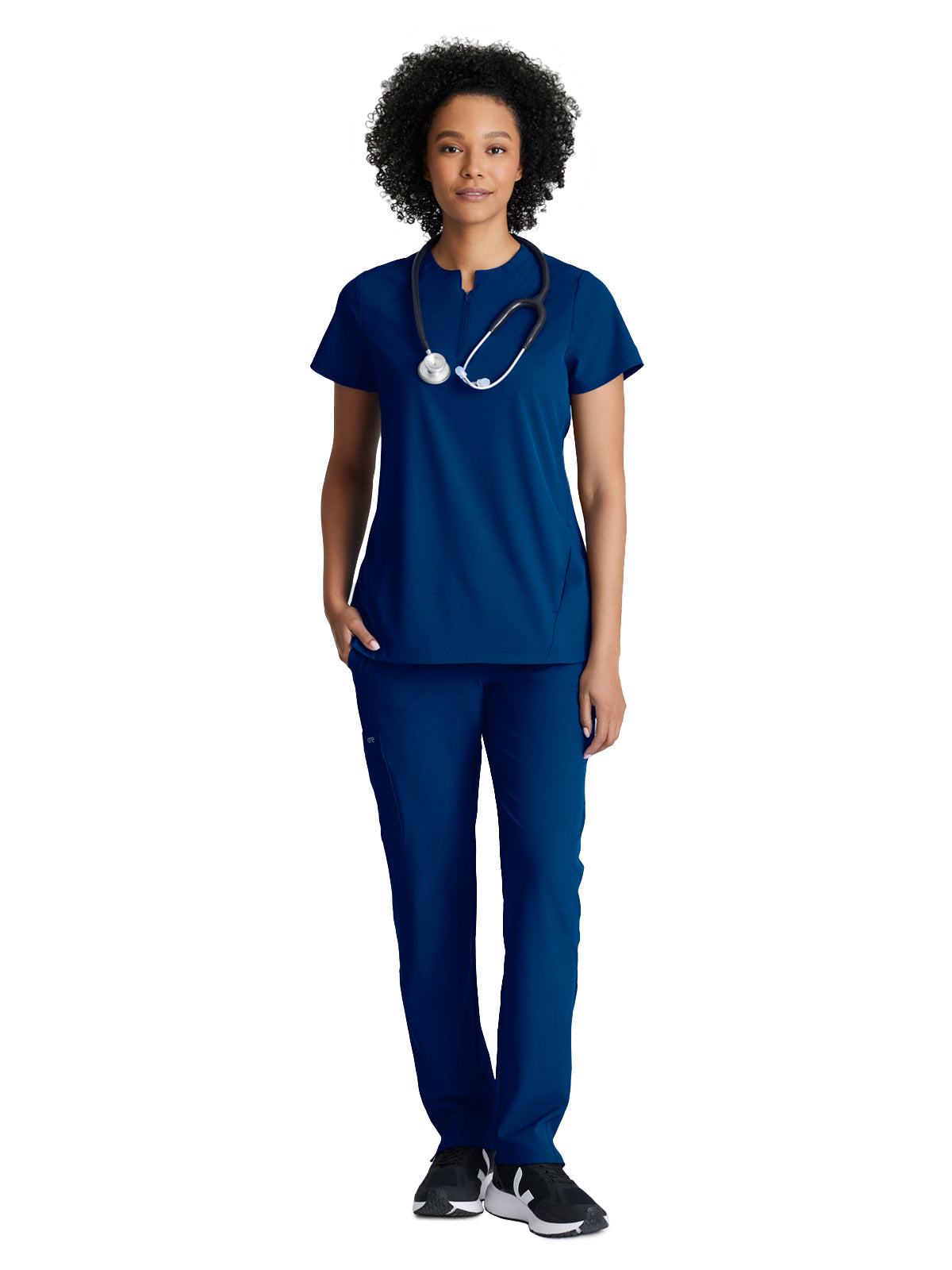 Women's 2 Pocket Banded Zip Collar Flux Scrub Top