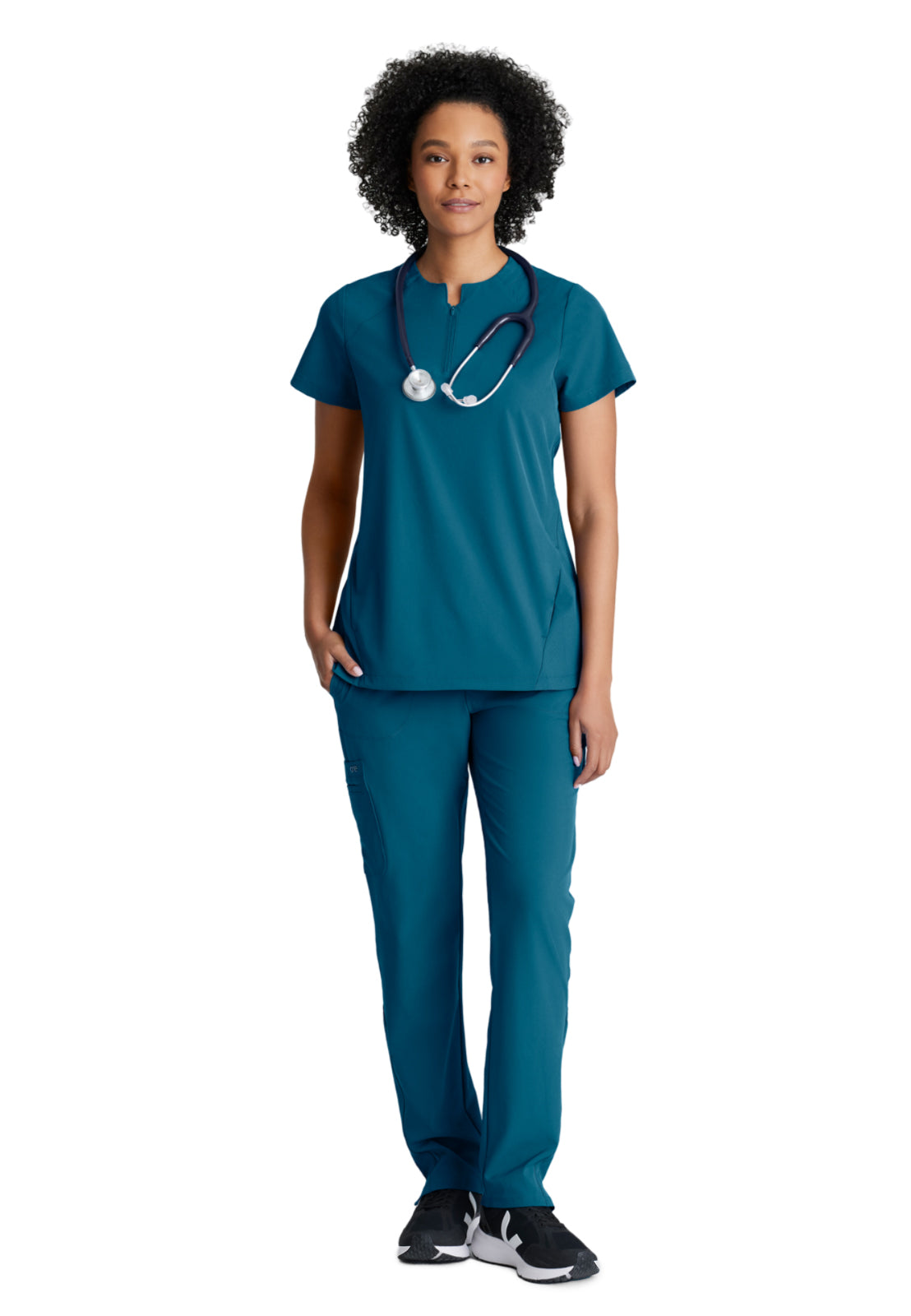 Women's 2 Pocket Banded Zip Collar Flux Scrub Top