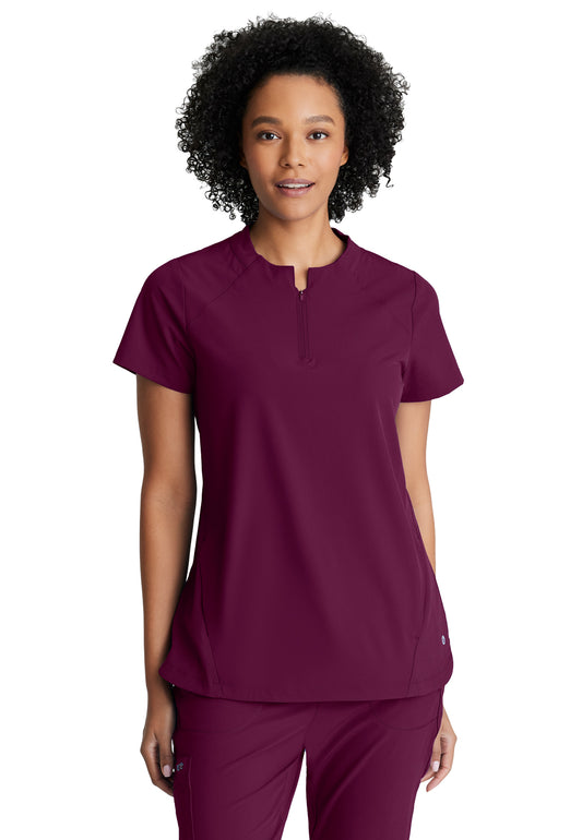 Women's 2 Pocket Banded Zip Collar Flux Scrub Top