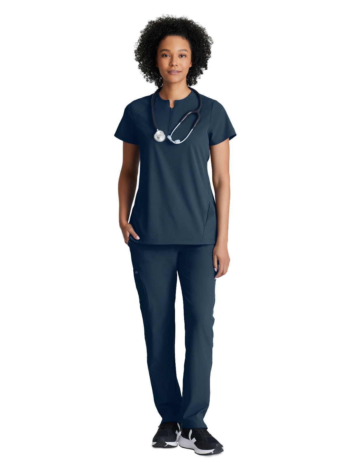 Women's 2 Pocket Banded Zip Collar Flux Scrub Top