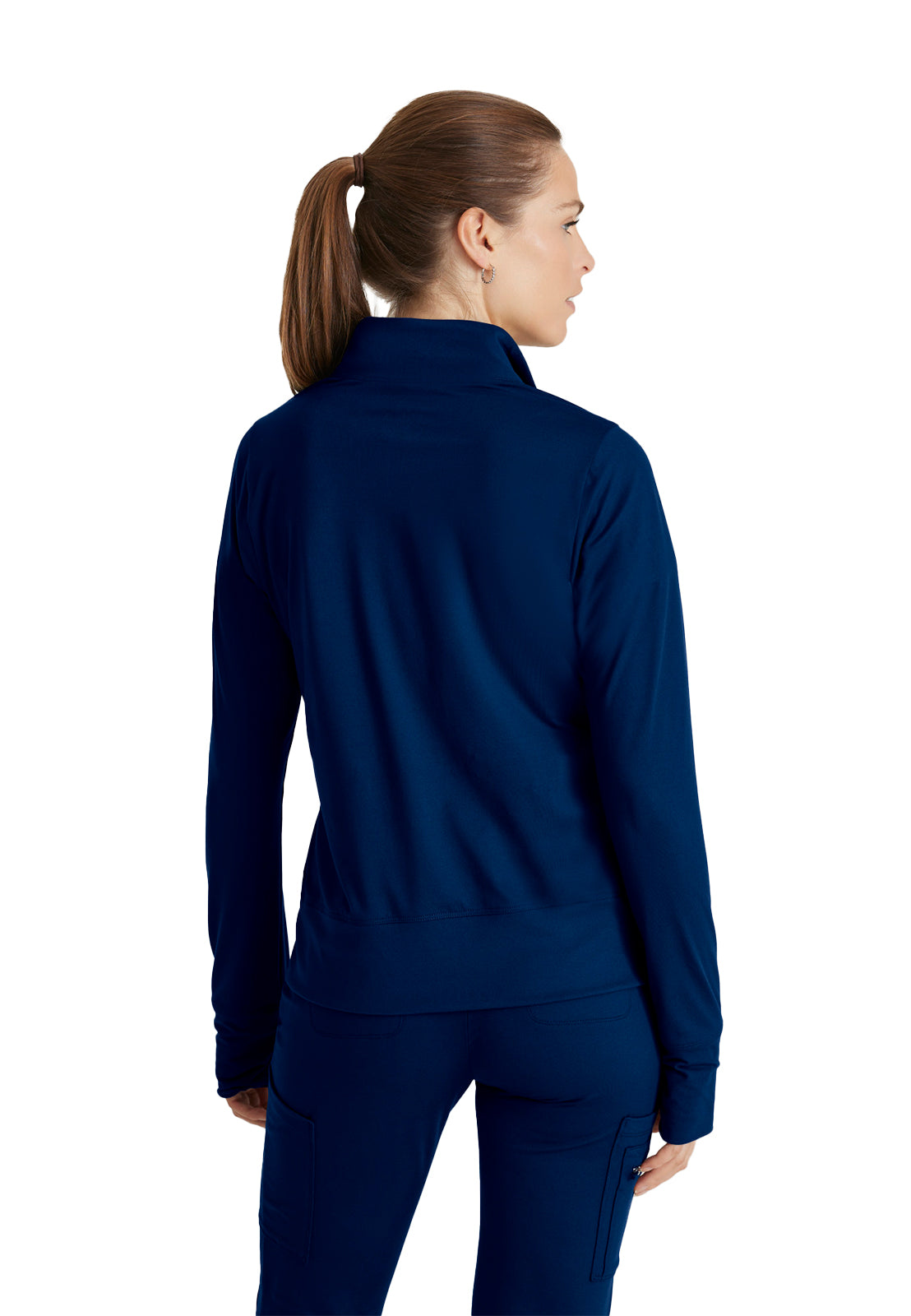 Women's Kangaroo Pocket Zip-Up Warm-Up Scrub Jacket