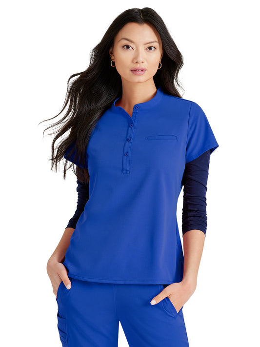 Women's Henley Style Scrub Top