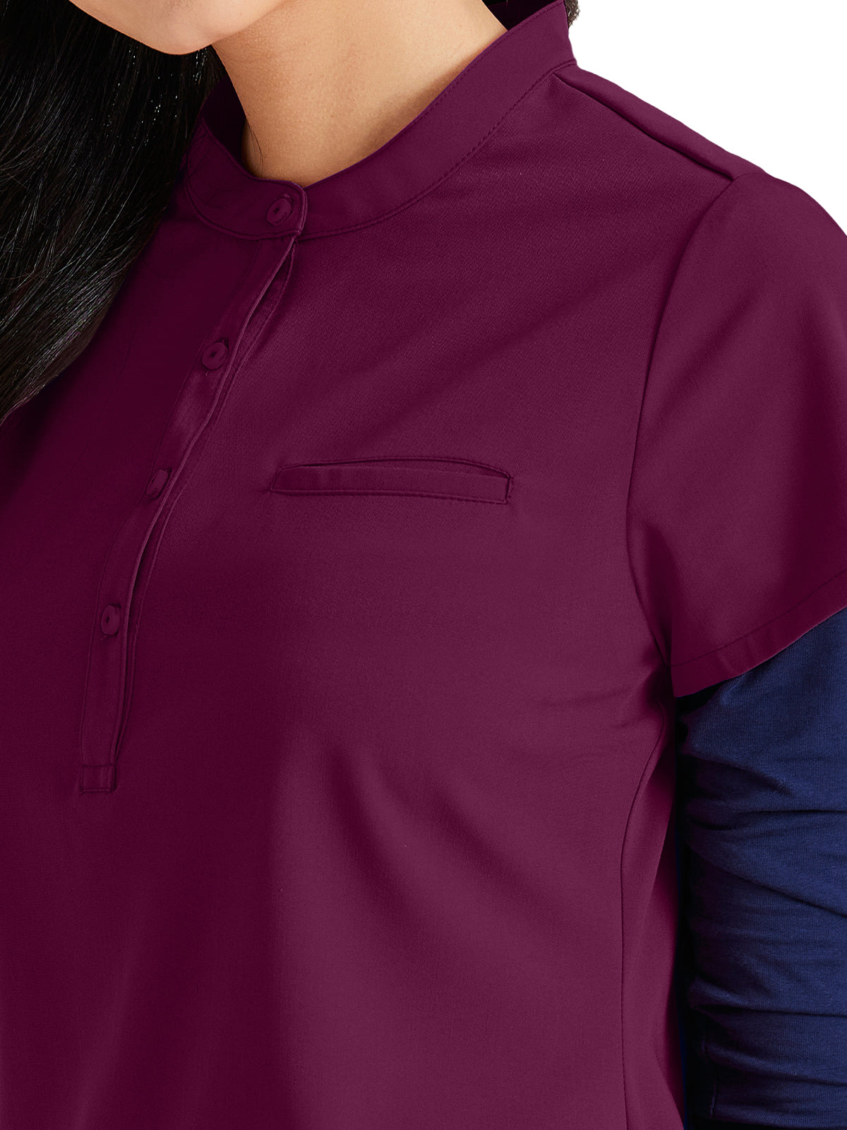 Women's Henley Style Scrub Top