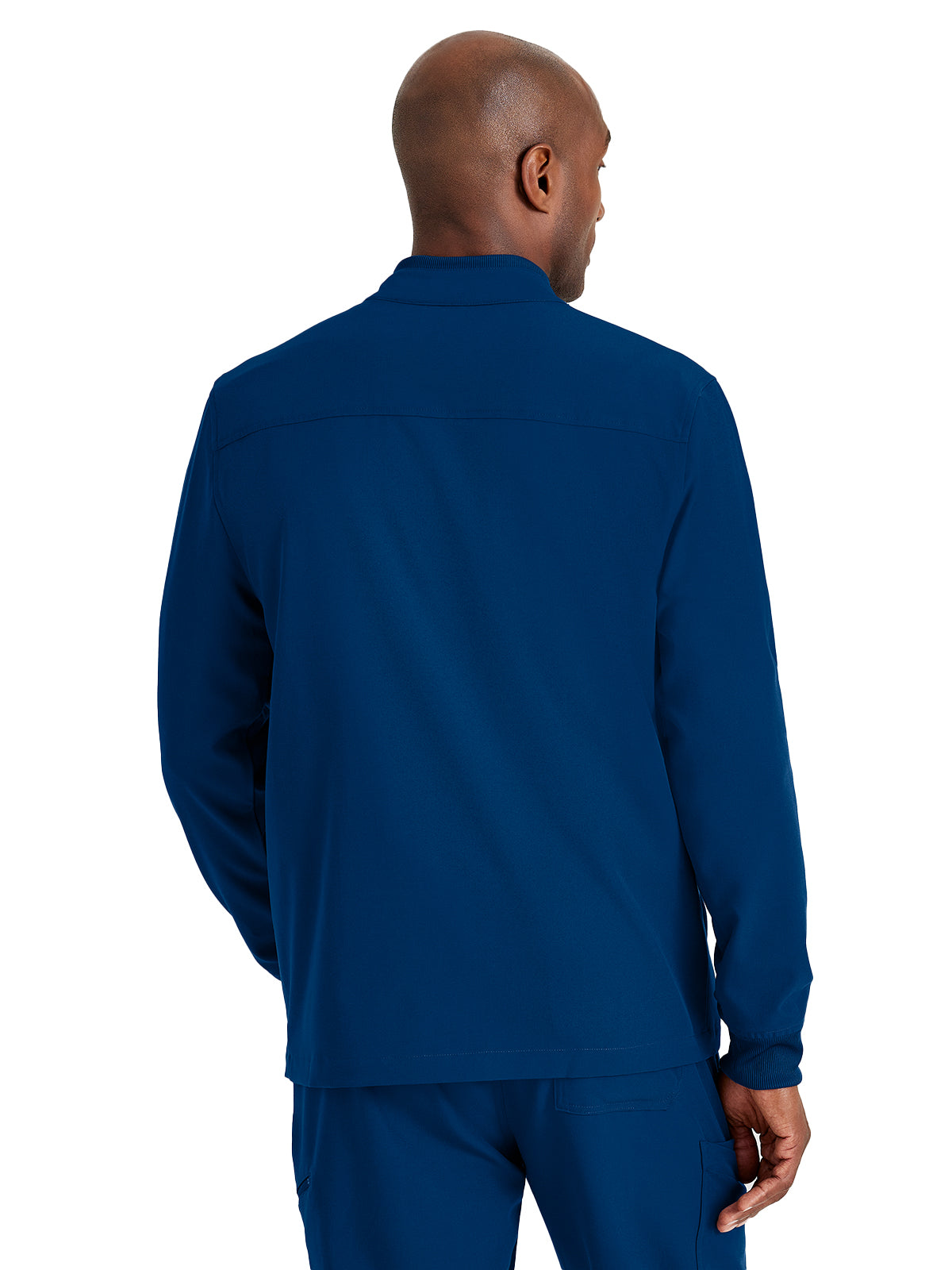 Men's Rib Trimmed Mock Neck Scrub Jacket