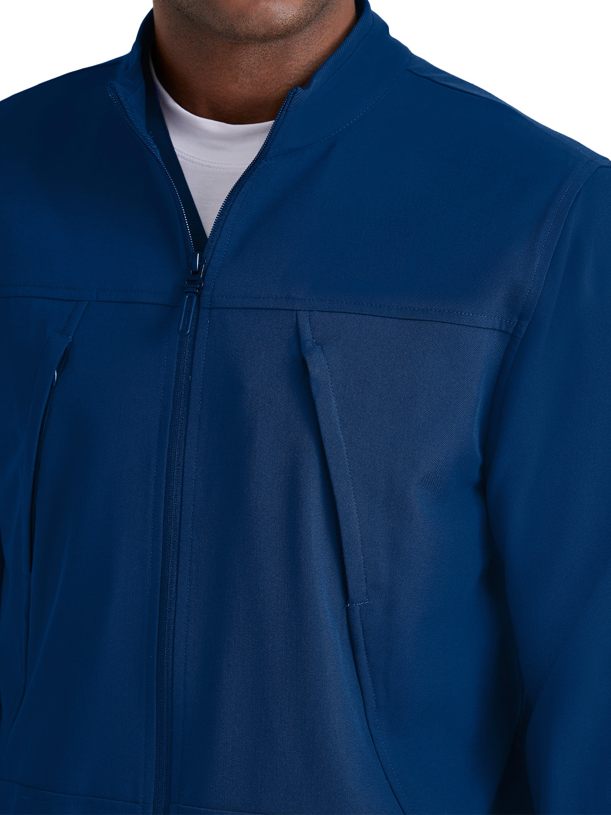 Men's Rib Trimmed Mock Neck Scrub Jacket