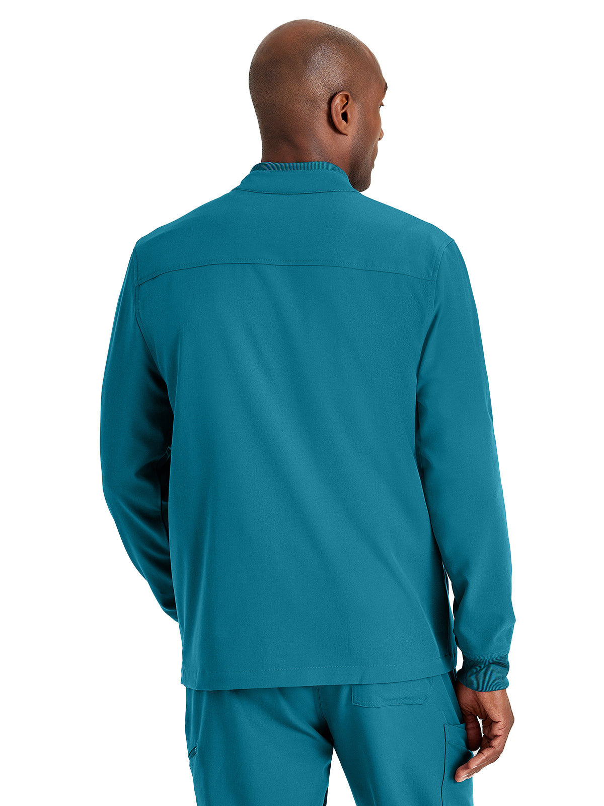 Men's Rib Trimmed Mock Neck Scrub Jacket