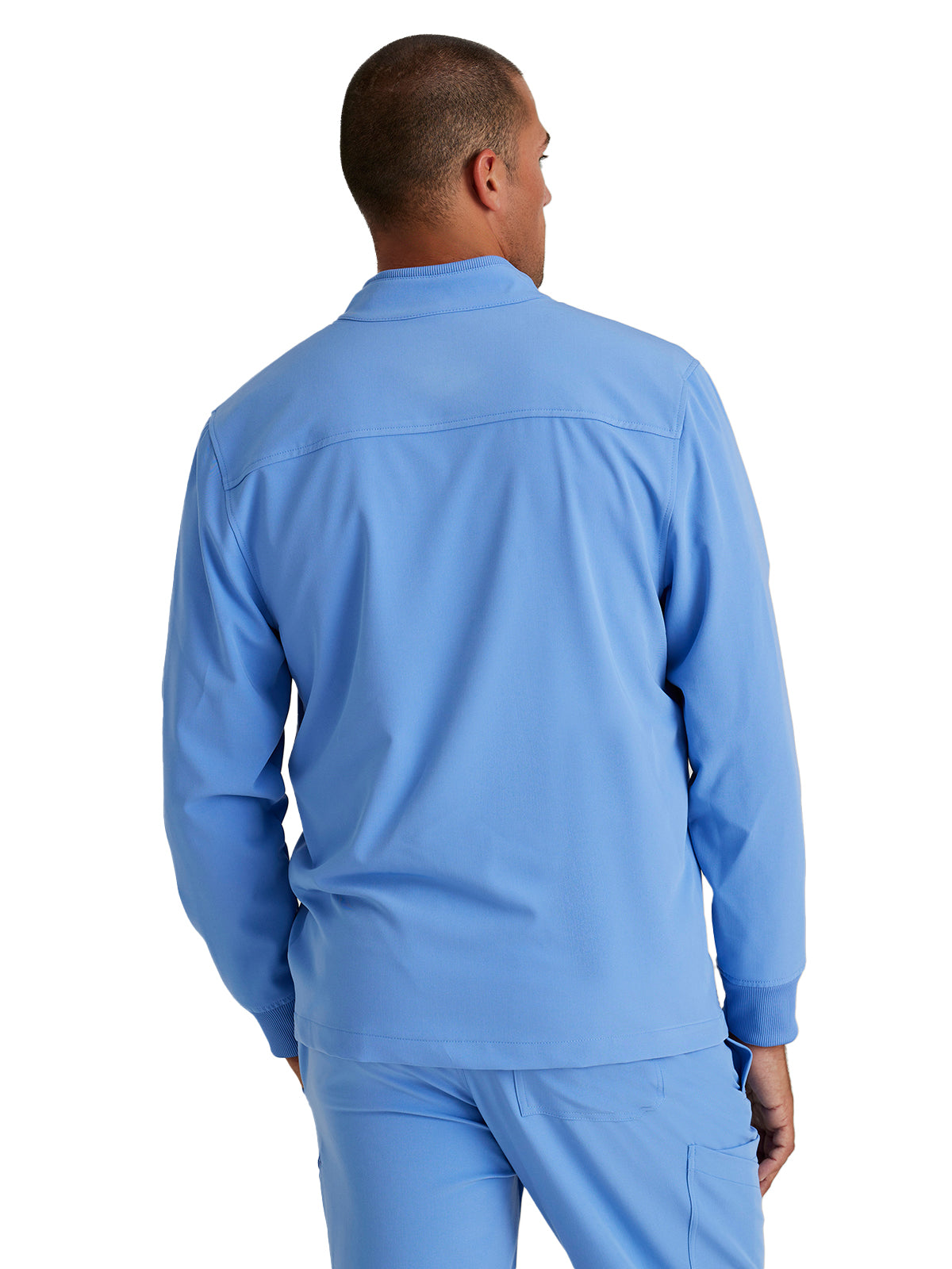 Men's Rib Trimmed Mock Neck Scrub Jacket