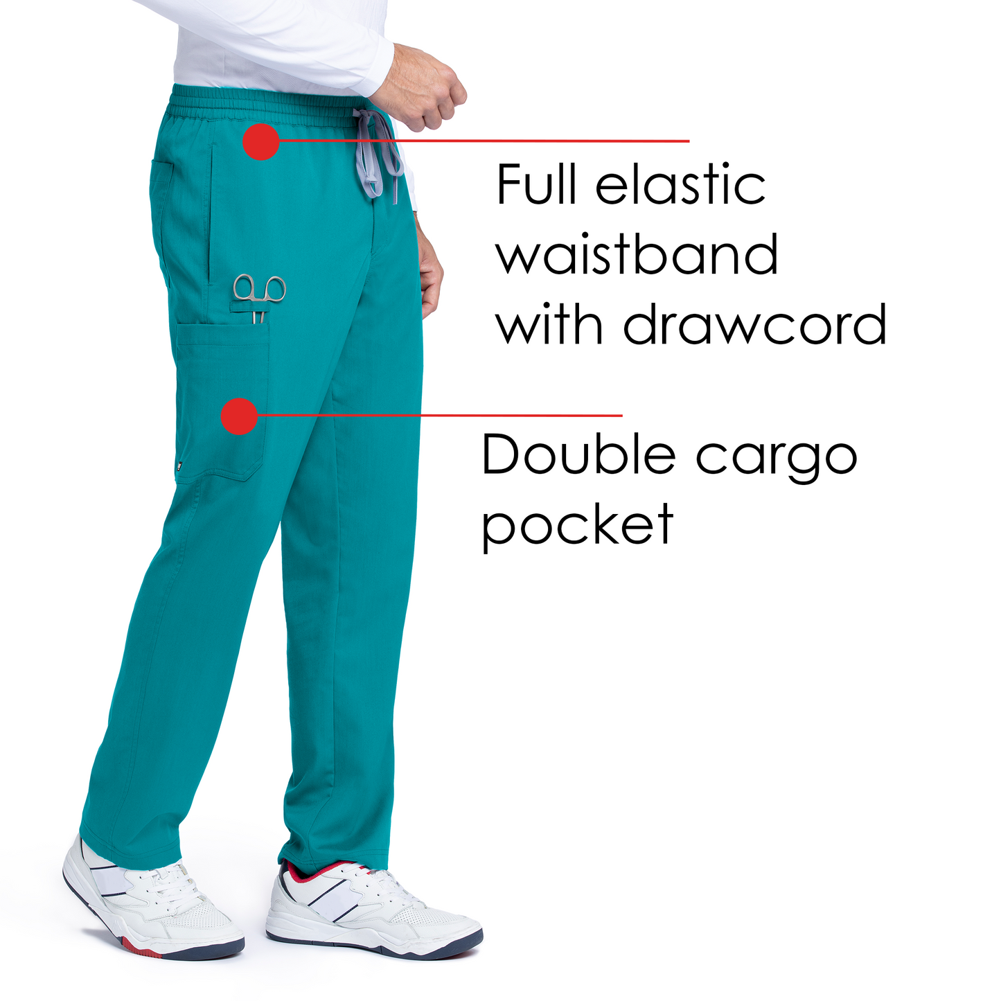 Men's Elastic Waistband With Contrast Drawcord Evan Scrub Pant