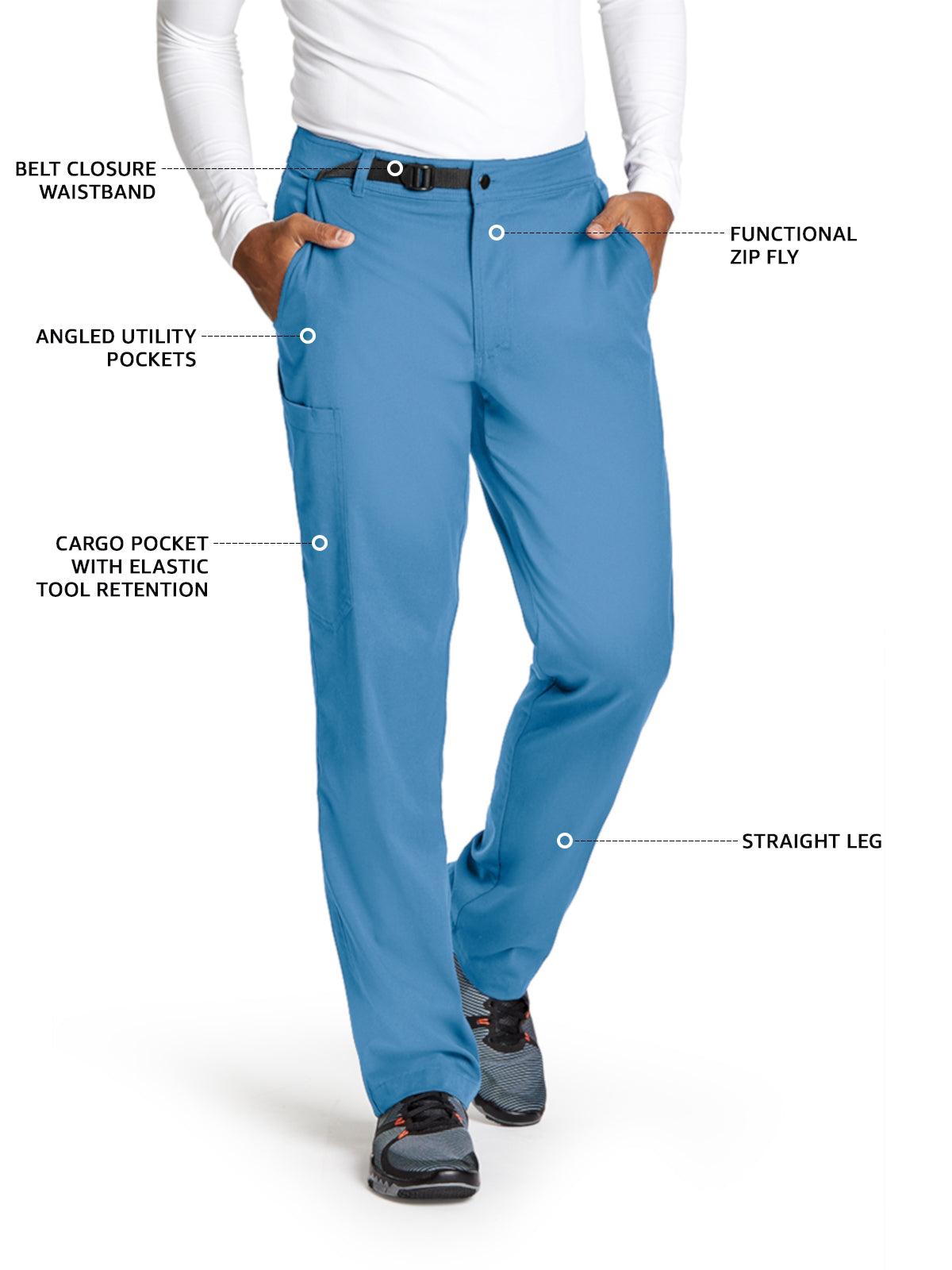 Men's Zip Fly Cargo Scrub Pant