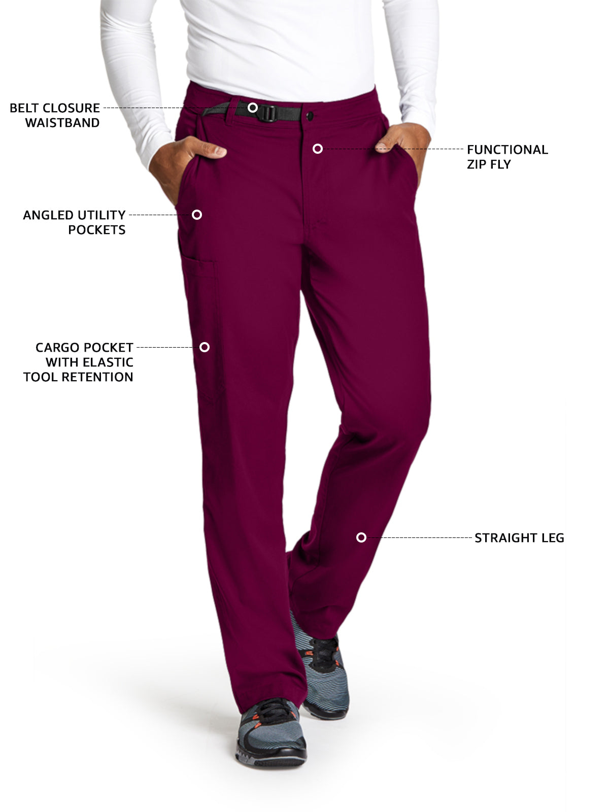 Men's Zip Fly Cargo Scrub Pant