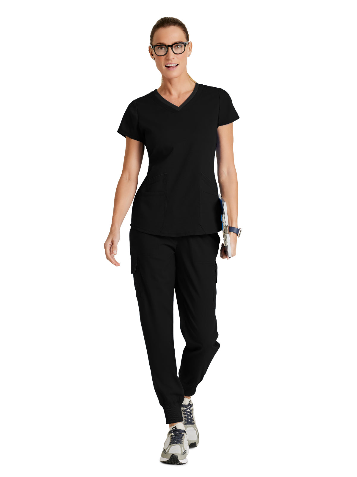 Women's Amelia 5-Pocket Two-Tone Mid-Rise Jogger Scrub Pant