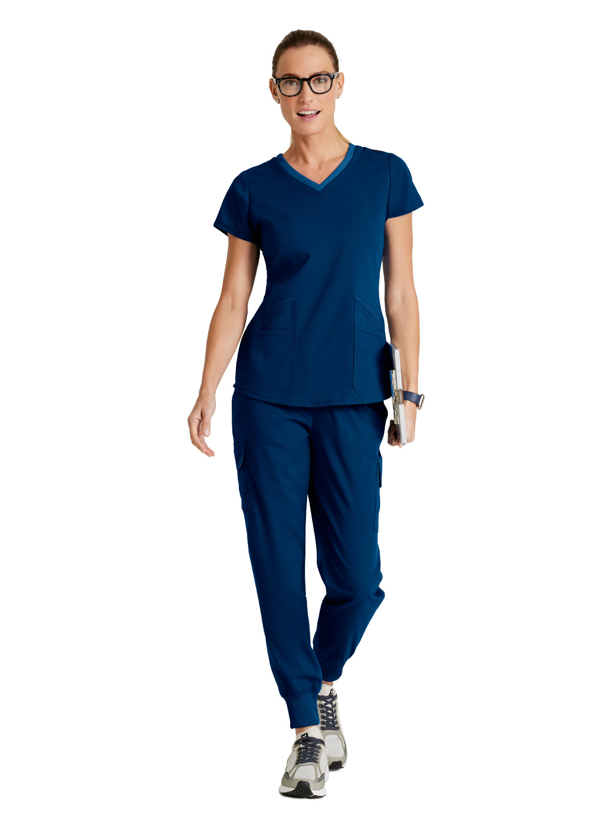 Women's Amelia 5-Pocket Two-Tone Mid-Rise Jogger Scrub Pant