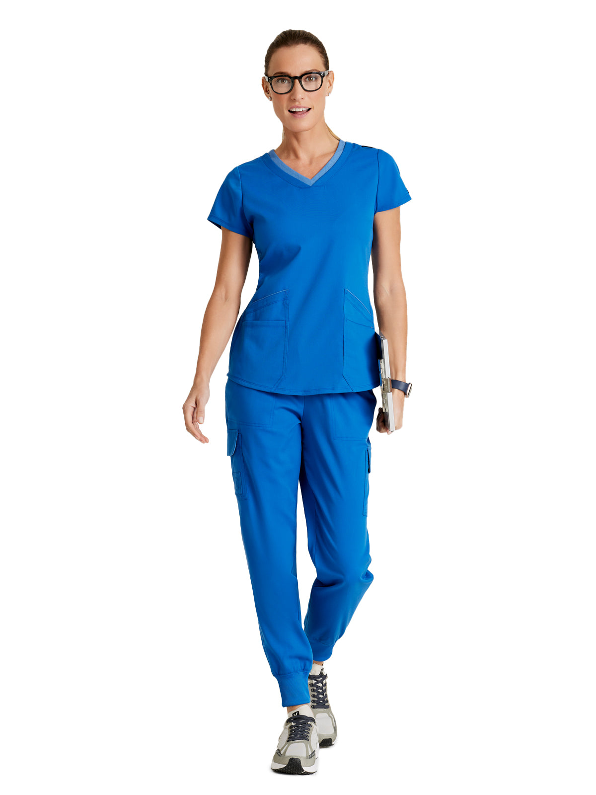 Women's Meredith 4-Pocket Two-Tone V-Neck Scrub Top