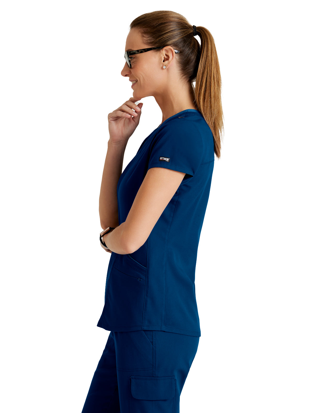 Women's Meredith 4-Pocket Two-Tone V-Neck Scrub Top