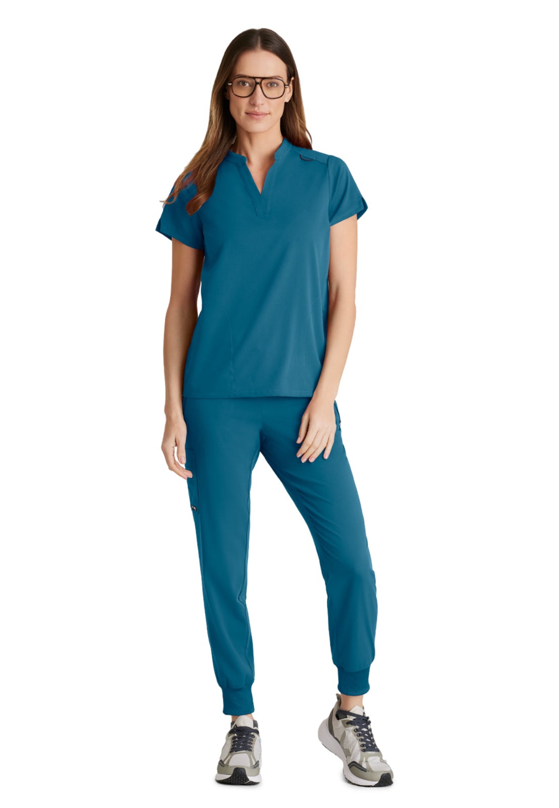 Women's 2 Pocket Banded Collar Avery Scrub Top