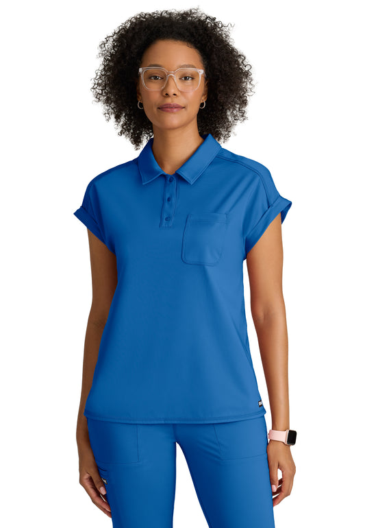 One Pocket Polo Neck Renew Scrub Top