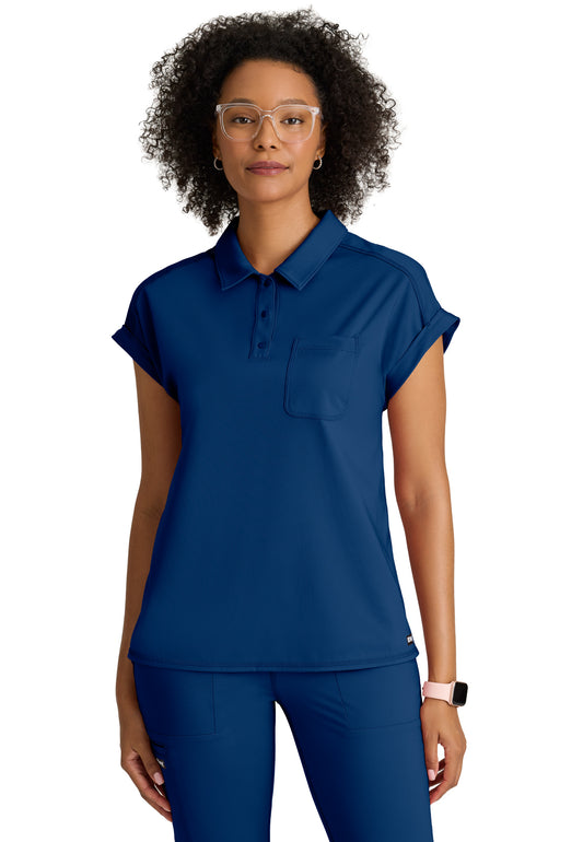 One Pocket Polo Neck Renew Scrub Top