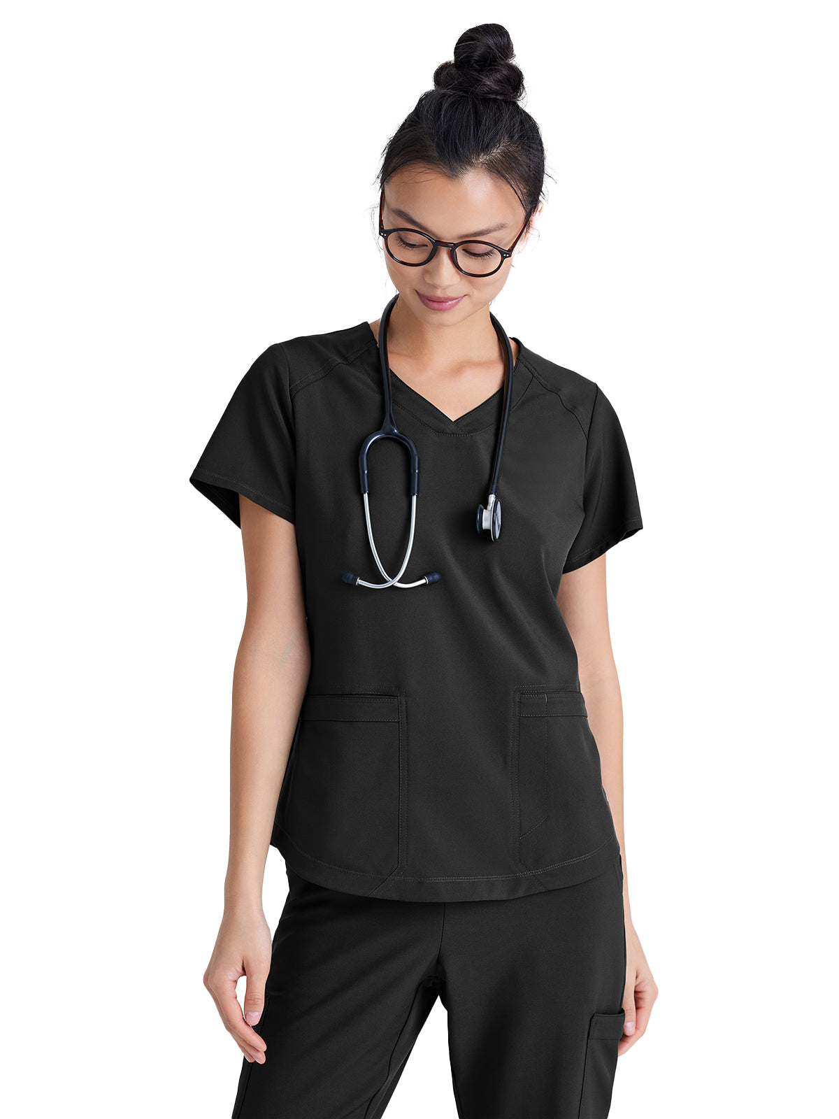 Women's Two-Pocket Piped V-Neck Rhythm Scrub Top