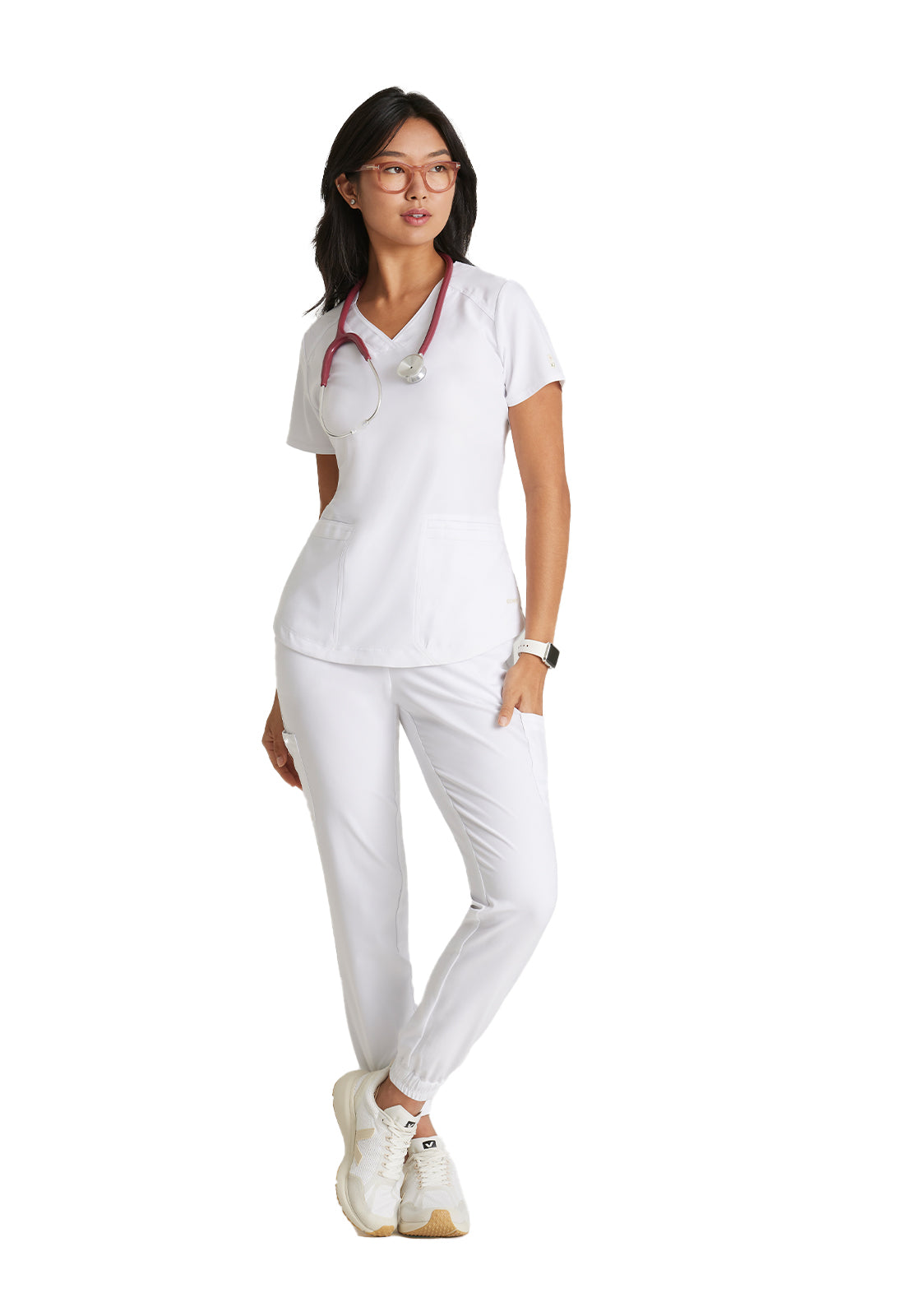 Women's Two-Pocket Piped V-Neck Rhythm Scrub Top