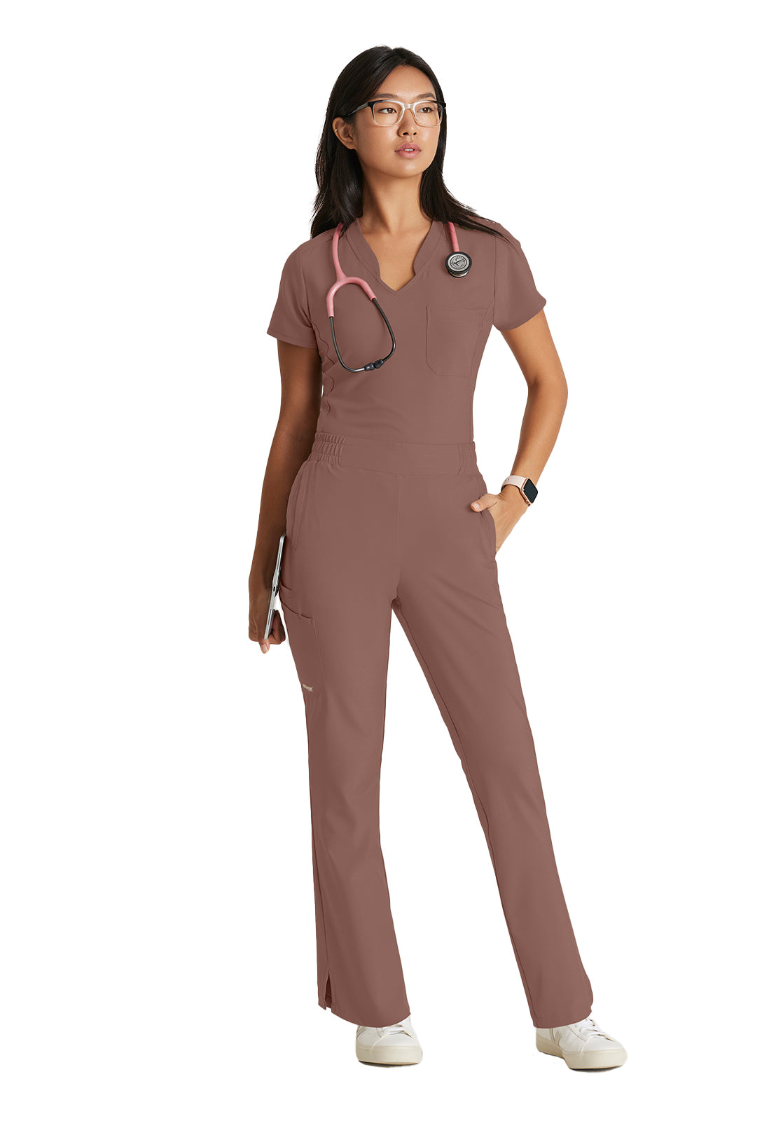 Women's Banded-V-Neck Sway Tuck-In Scrub Top