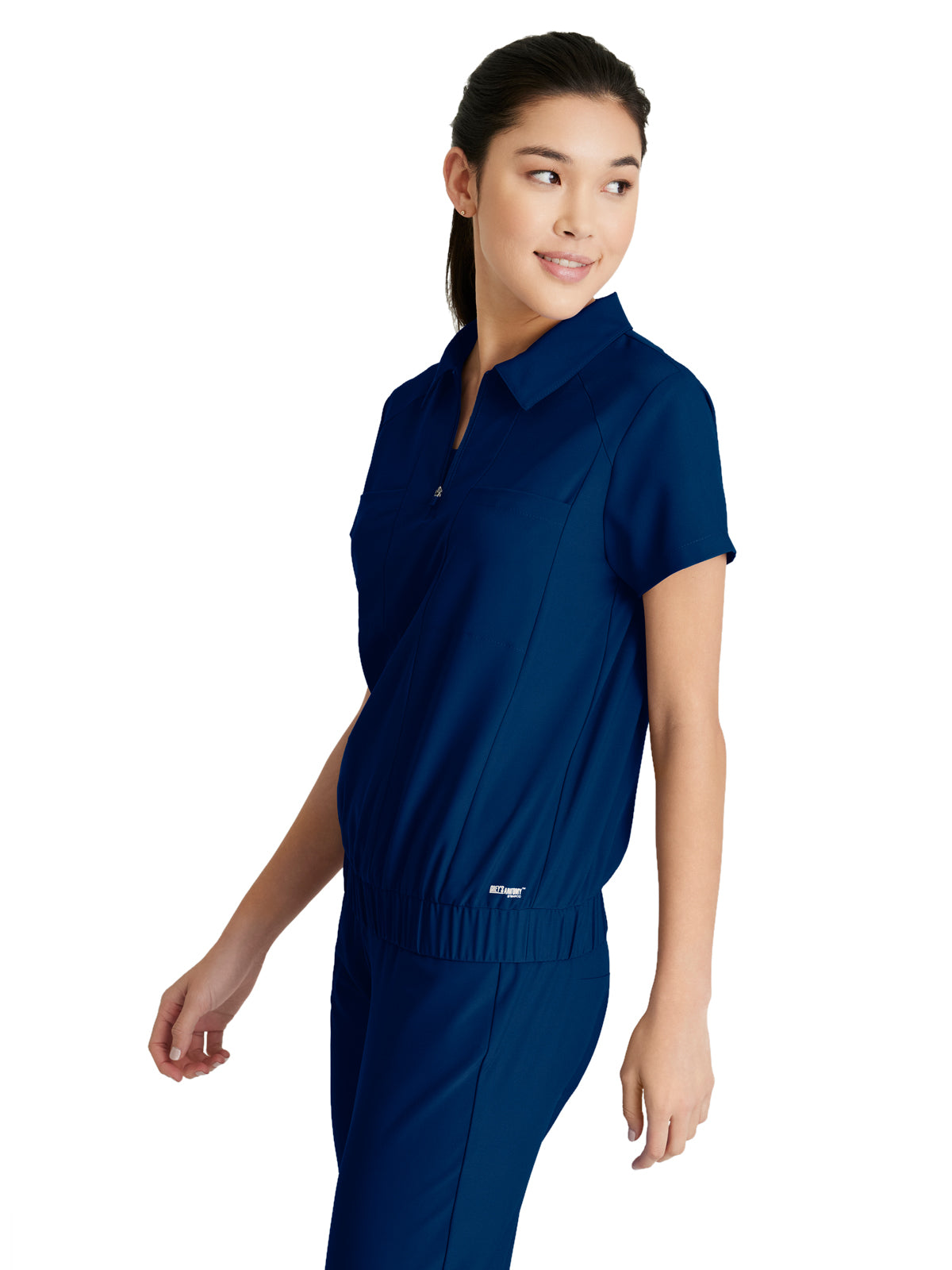 Women's 2 Pocket Zip Neck Banded Waist Perseverance Scrub Top