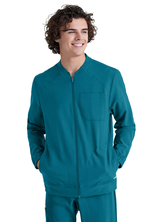 Men's Three-Pocket Banded Collar Cycle Scrub Jacket