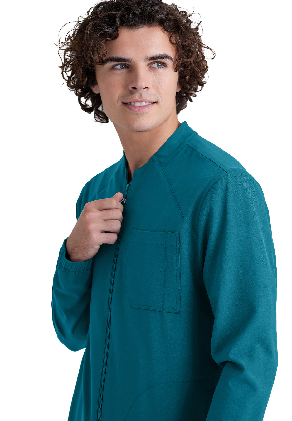 Men's Three-Pocket Banded Collar Cycle Scrub Jacket