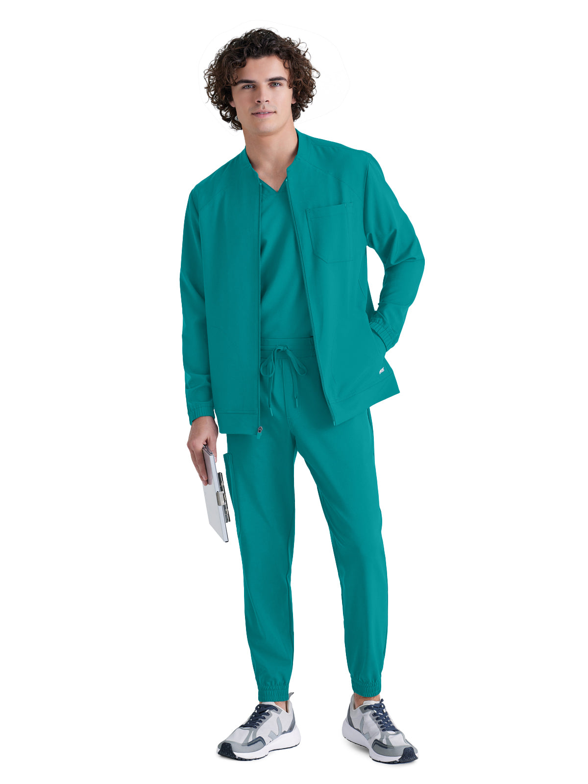 Men's Three-Pocket Banded Collar Cycle Scrub Jacket