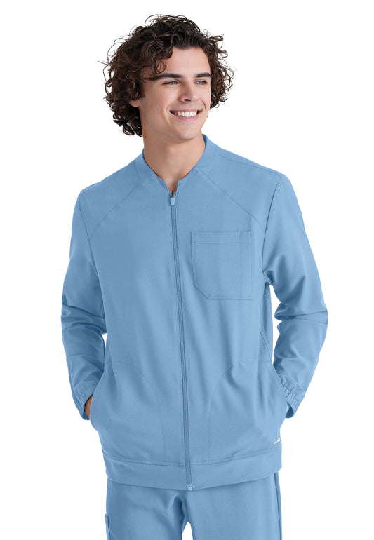 Men's Three-Pocket Banded Collar Cycle Scrub Jacket