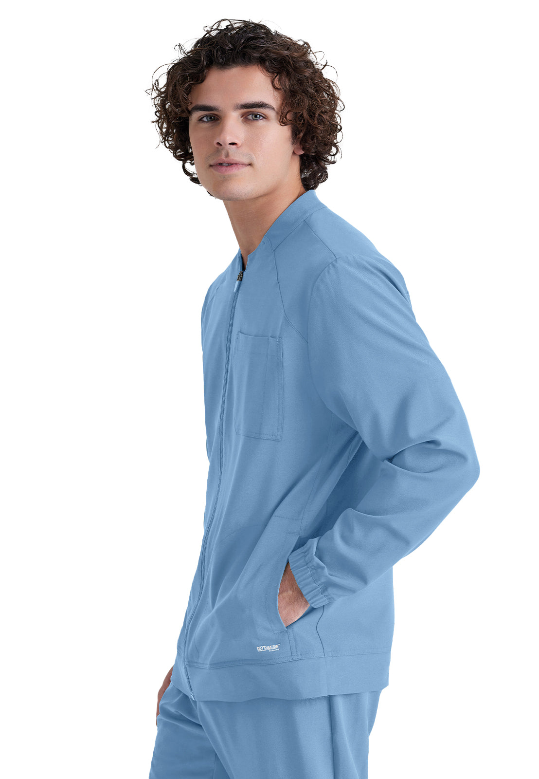 Men's Three-Pocket Banded Collar Cycle Scrub Jacket