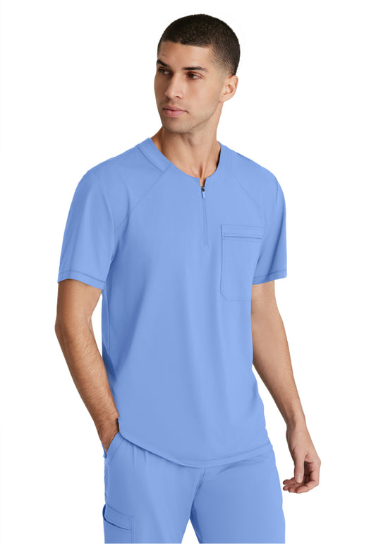 Men's Single Pocket Curved Neck Flex Scrub Top