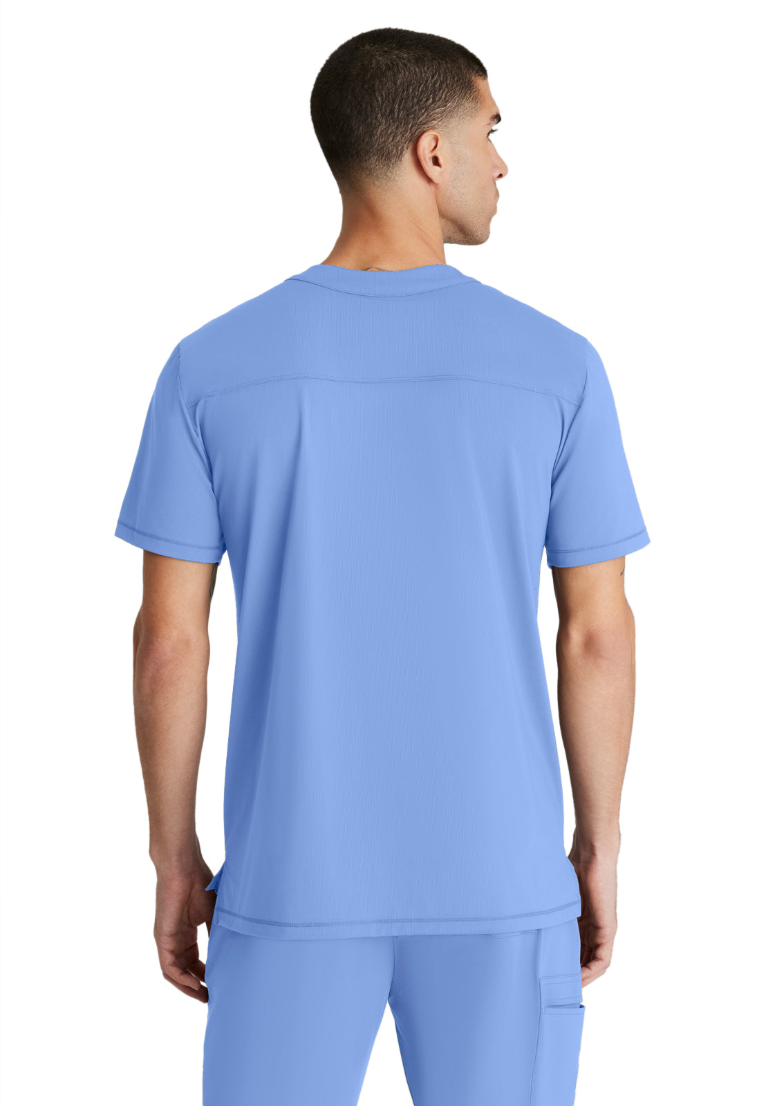 Men's Single Pocket Curved Neck Flex Scrub Top