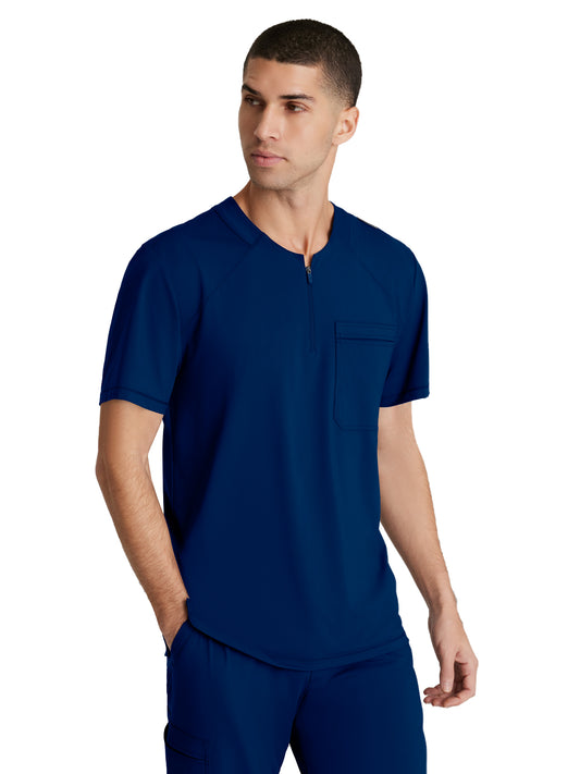 Men's Single Pocket Curved Neck Flex Scrub Top