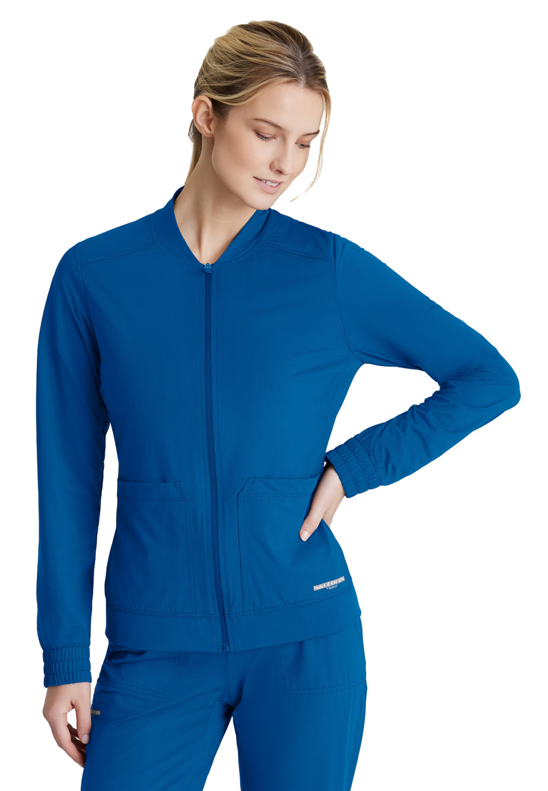 Women's 3 Pocket Front Zipper Warm-up Contour Scrub Jacket