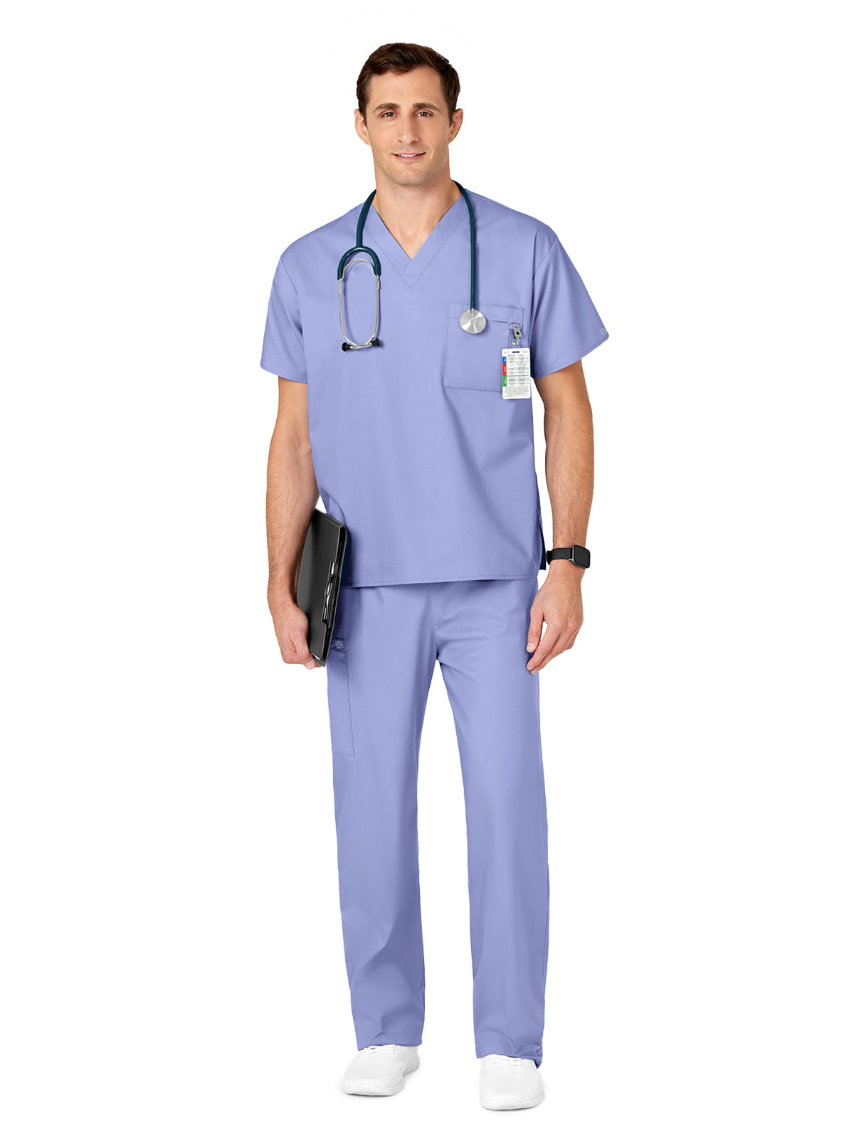 Unisex Double-Pocket V-Neck Scrub Top