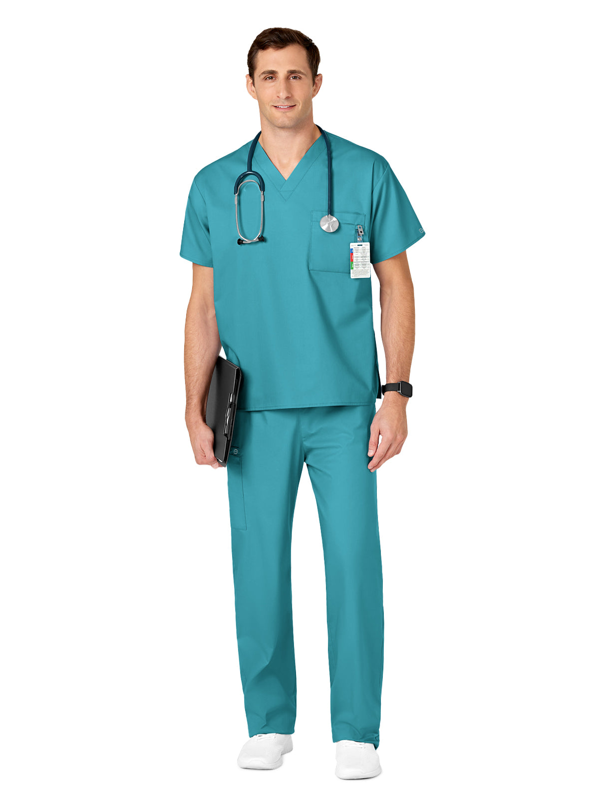 Unisex Double-Pocket V-Neck Scrub Top