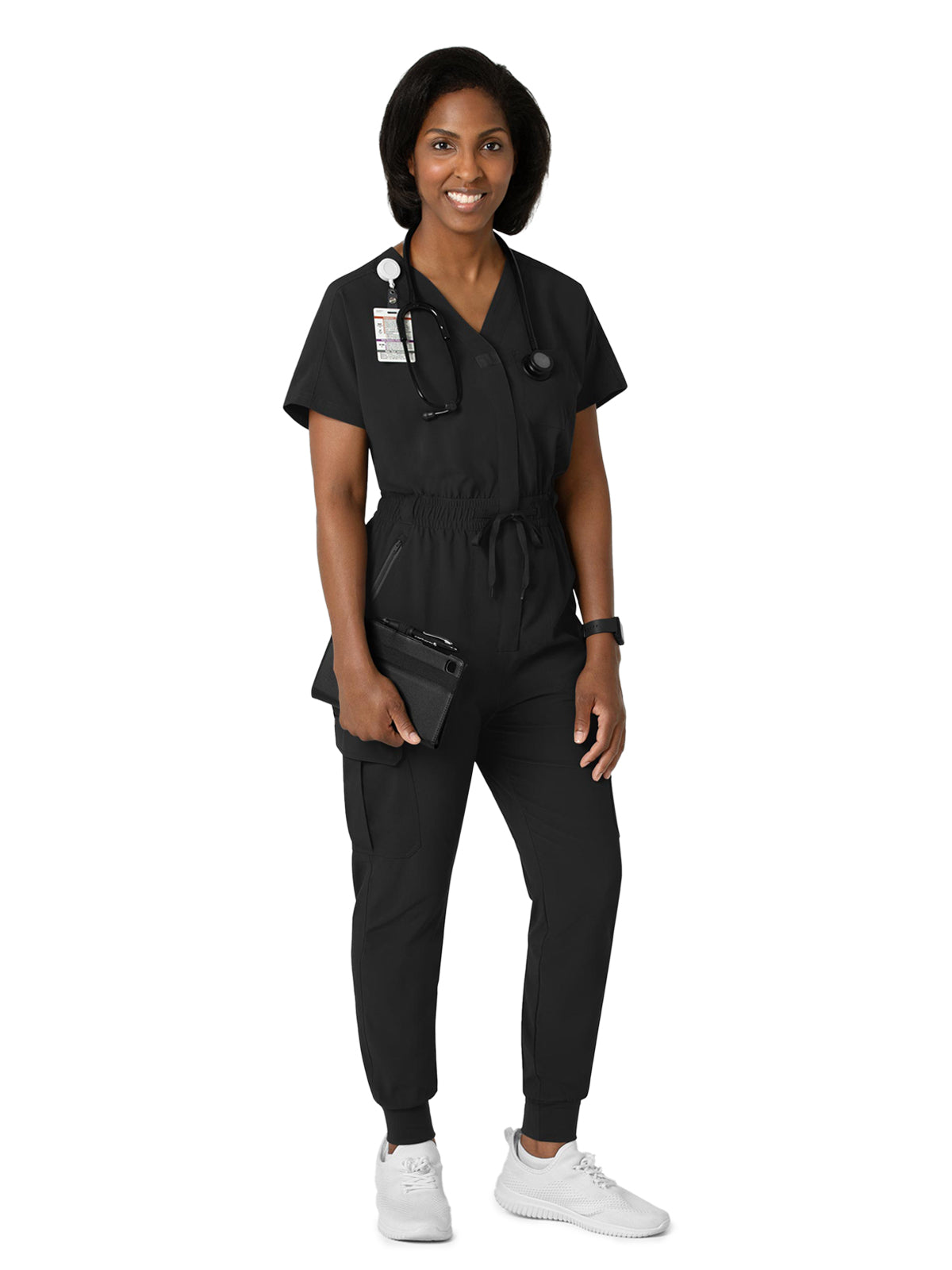 Women's Seven-Pocket Cargo Jogger Scrub Jumpsuit